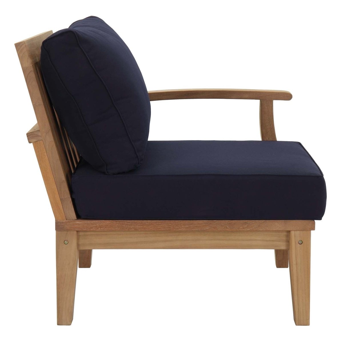 65" 6-Piece Natural Teak Outdoor Sectional Sofa Set with Navy Cushions - Outdoor - Alpine Outlets