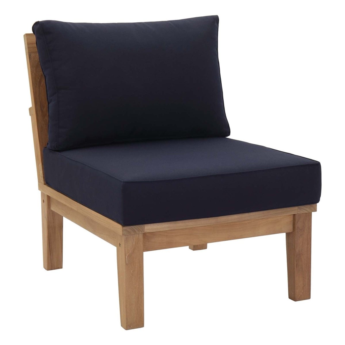 65" 6-Piece Natural Teak Outdoor Sectional Sofa Set with Navy Cushions - Outdoor - Alpine Outlets