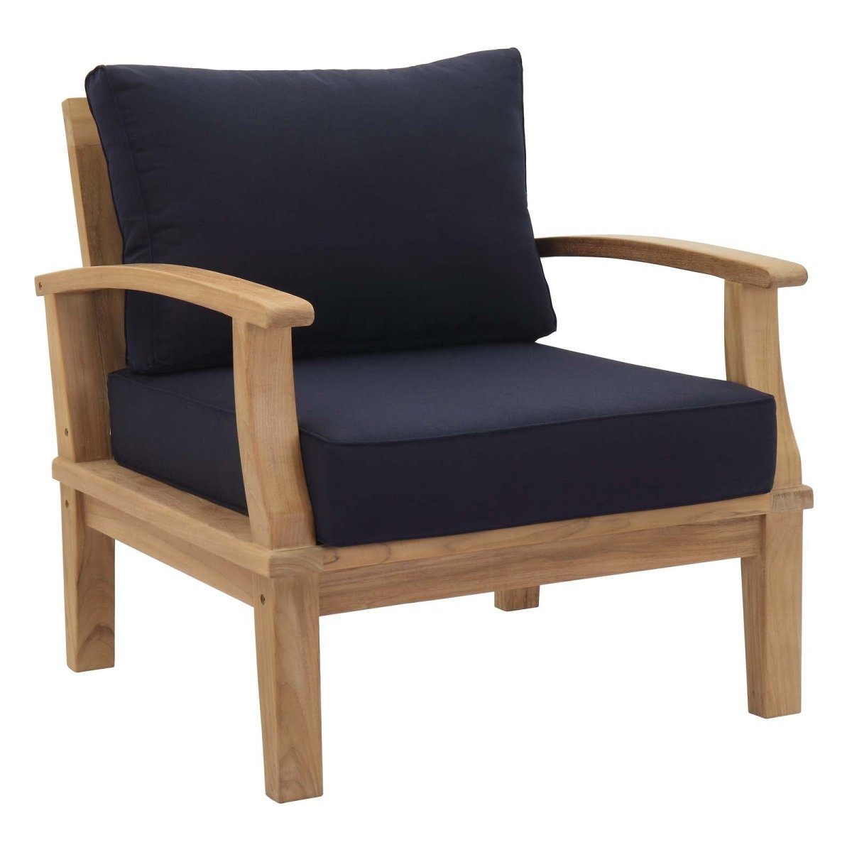 65" 6-Piece Natural Teak Outdoor Sectional Sofa Set with Navy Cushions - Outdoor - Alpine Outlets