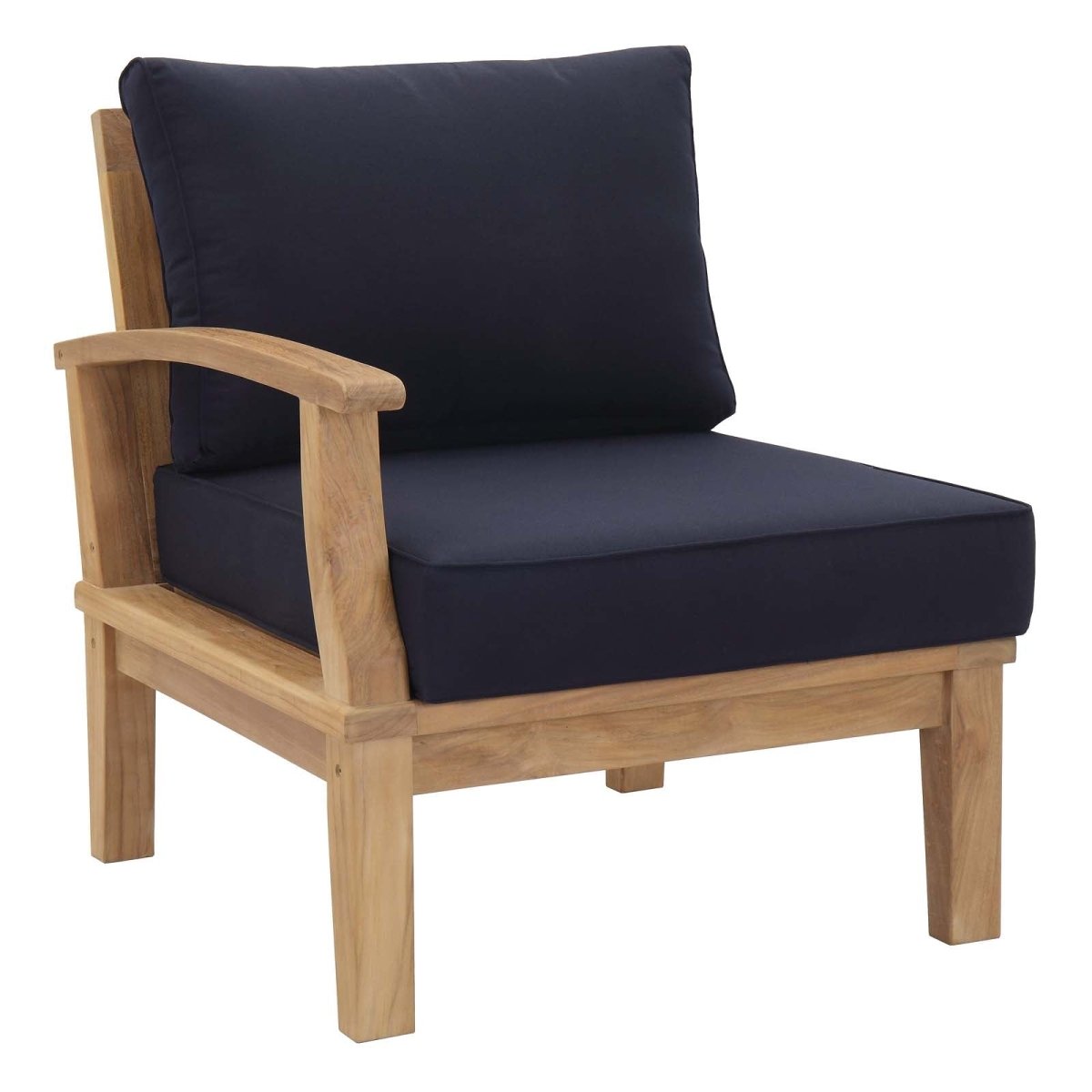 65" 6-Piece Natural Teak Outdoor Sectional Sofa Set with Navy Cushions - Outdoor - Alpine Outlets