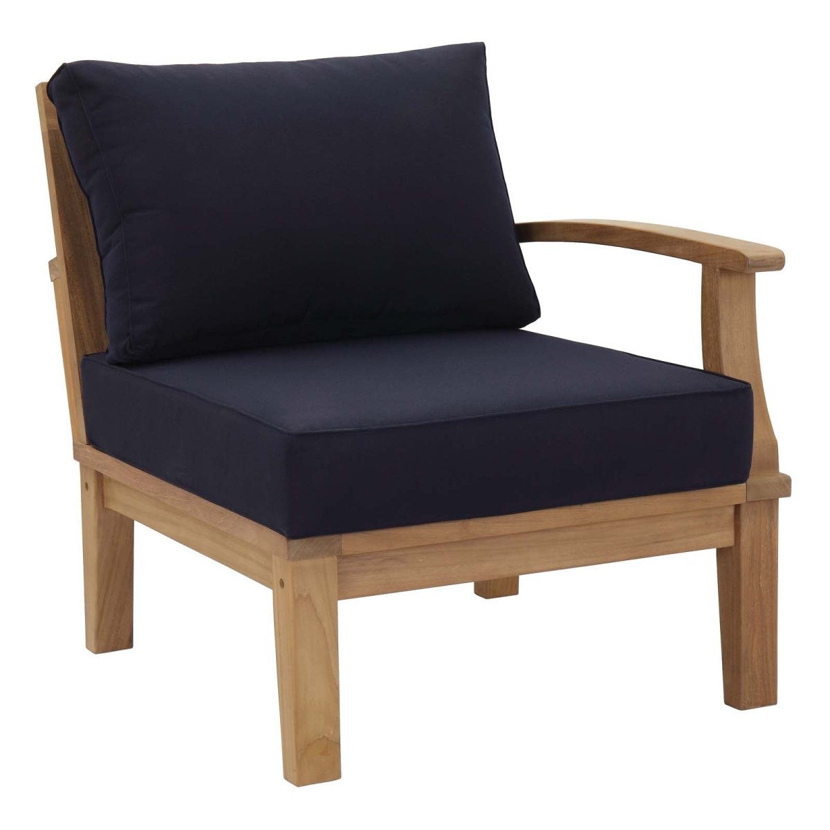 65" 6-Piece Natural Teak Outdoor Sectional Sofa Set with Navy Cushions - Outdoor - Alpine Outlets