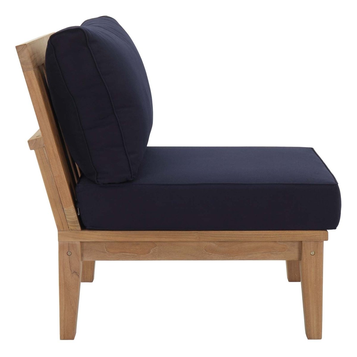 65" 6-Piece Natural Teak Outdoor Sectional Sofa Set with Navy Cushions - Outdoor - Alpine Outlets