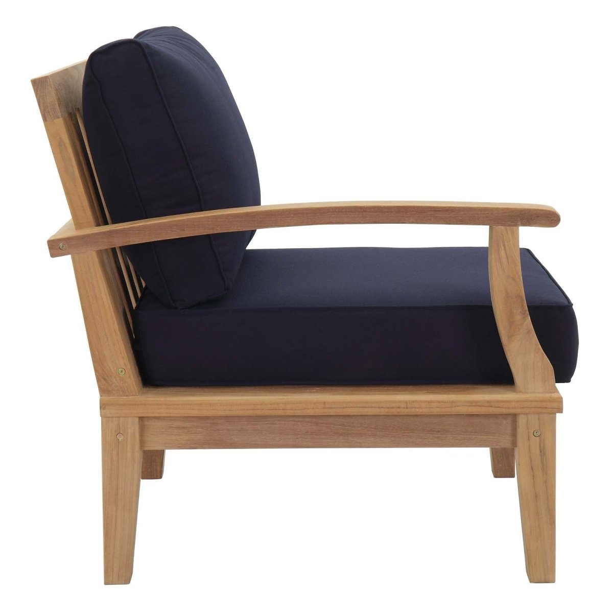 65" 6-Piece Natural Teak Outdoor Sectional Sofa Set with Navy Cushions - Outdoor - Alpine Outlets