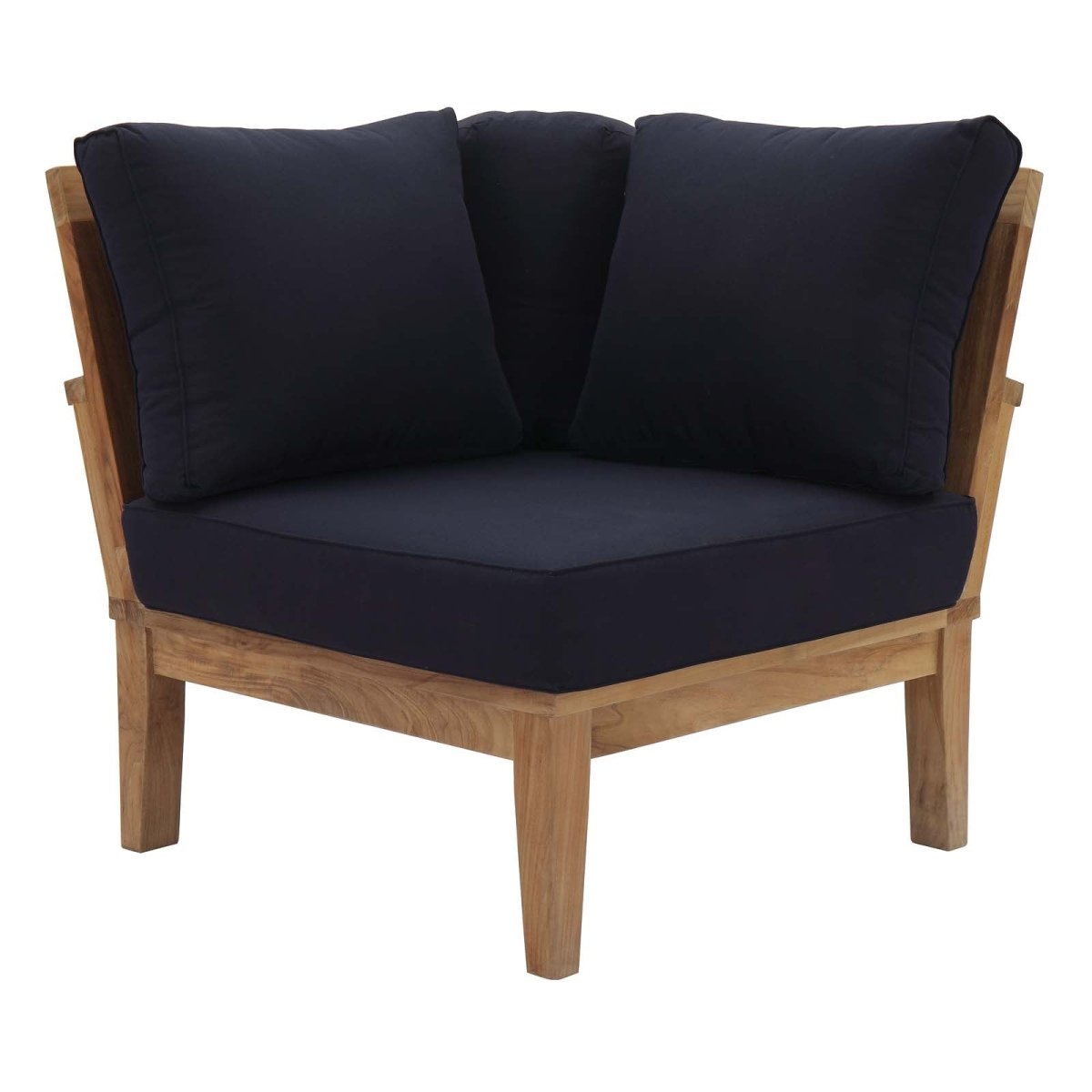 65" 6-Piece Natural Teak Outdoor Sectional Sofa Set with Navy Cushions - Outdoor - Alpine Outlets
