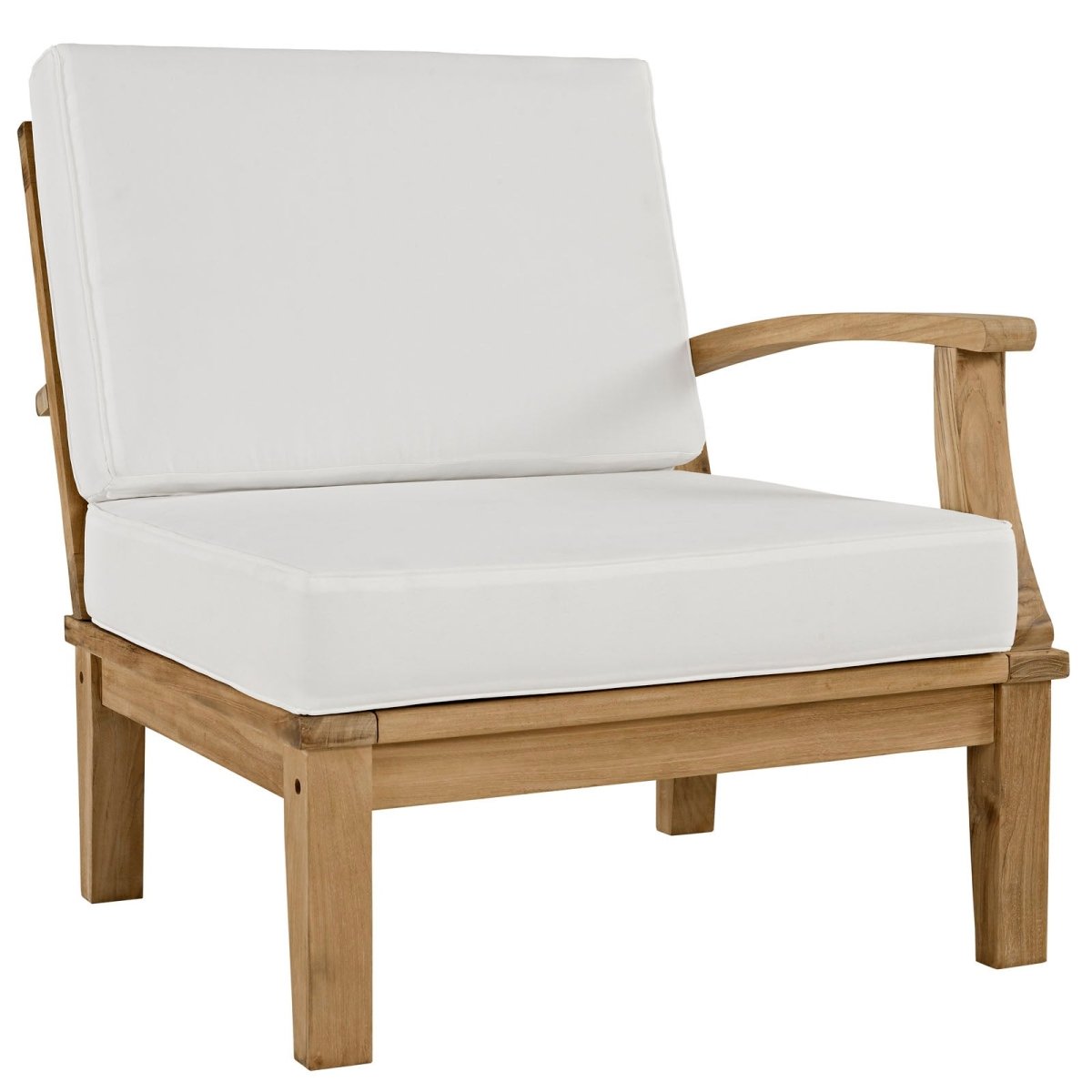 65" 6-Piece Natural Teak Outdoor Sectional Sofa Set with White Cushions - Outdoor - Alpine Outlets