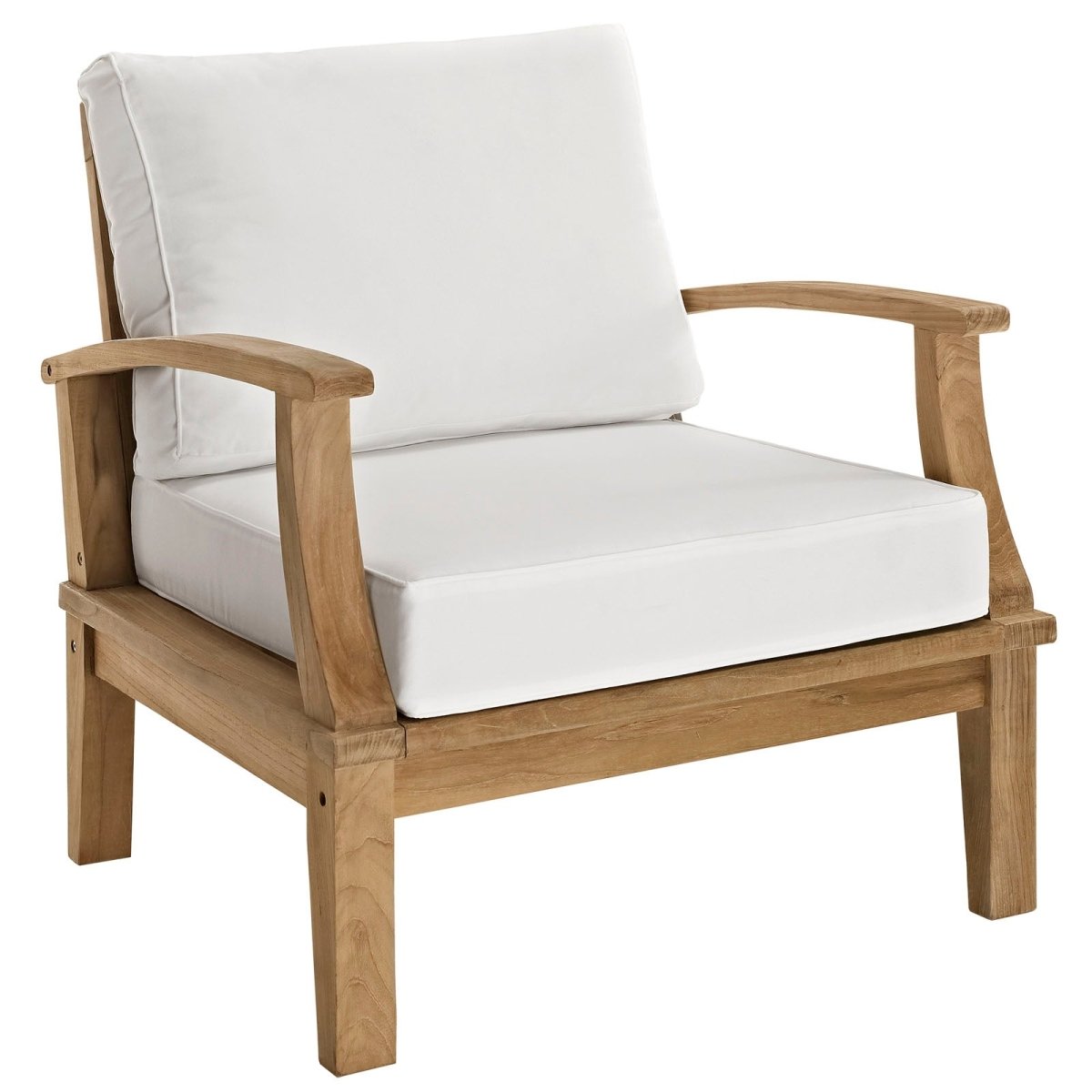65" 6-Piece Natural Teak Outdoor Sectional Sofa Set with White Cushions - Outdoor - Alpine Outlets