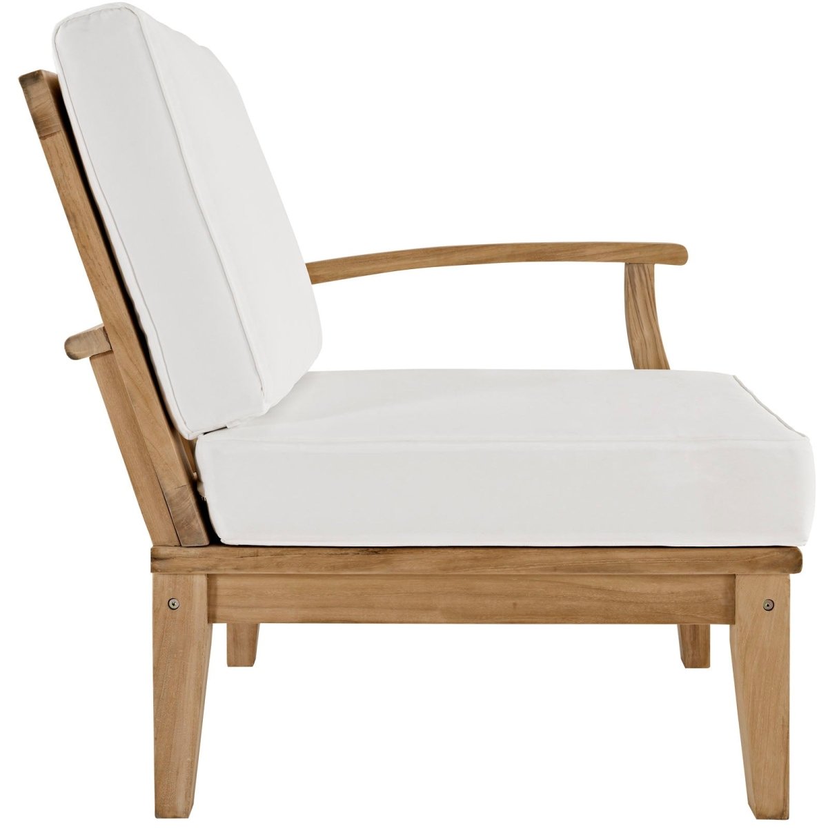 65" 6-Piece Natural Teak Outdoor Sectional Sofa Set with White Cushions - Outdoor - Alpine Outlets