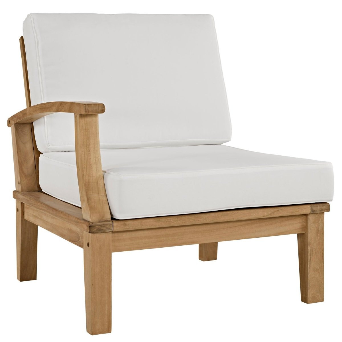 65" 6-Piece Natural Teak Outdoor Sectional Sofa Set with White Cushions - Outdoor - Alpine Outlets
