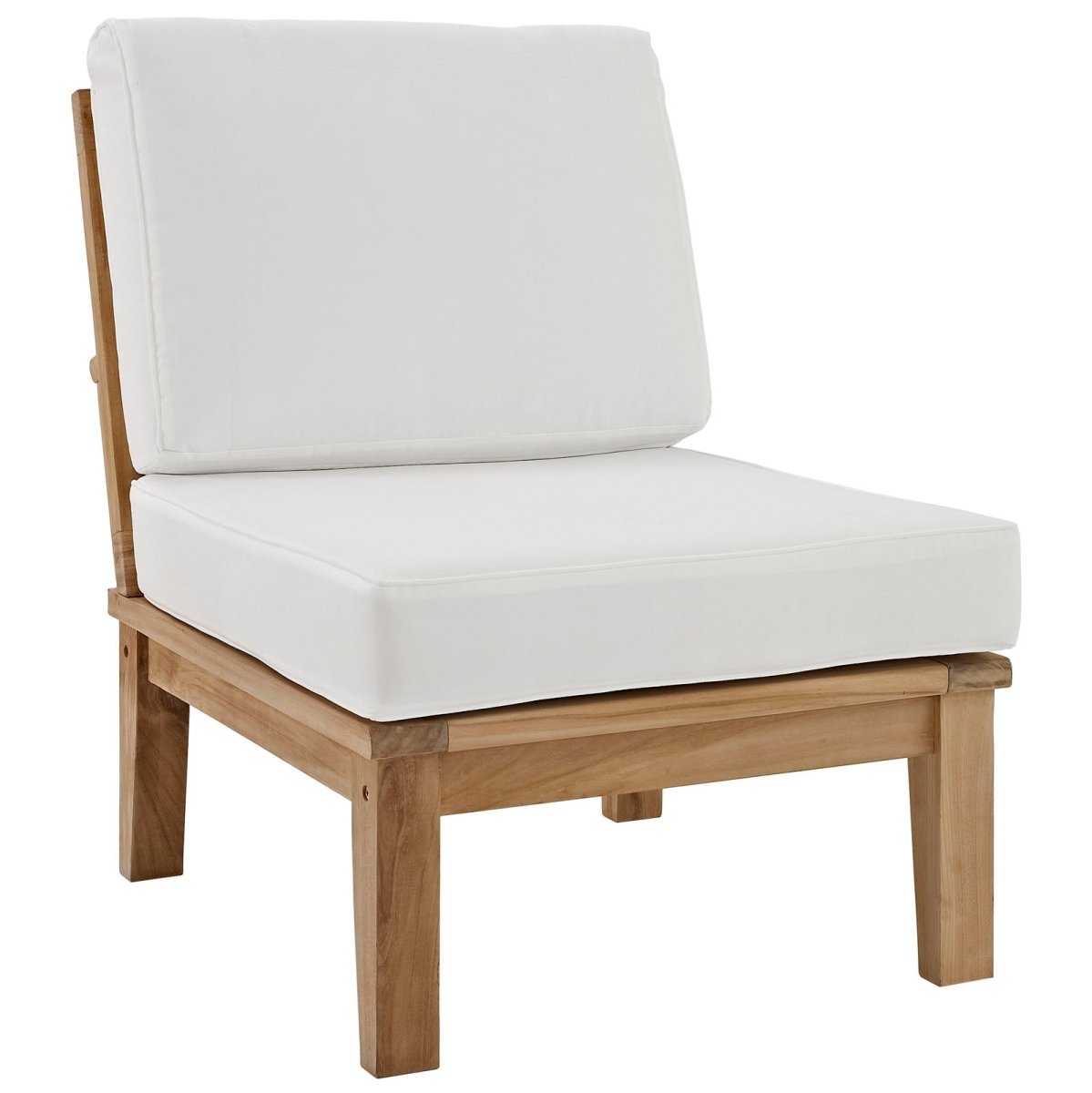 65" 6-Piece Natural Teak Outdoor Sectional Sofa Set with White Cushions - Outdoor - Alpine Outlets