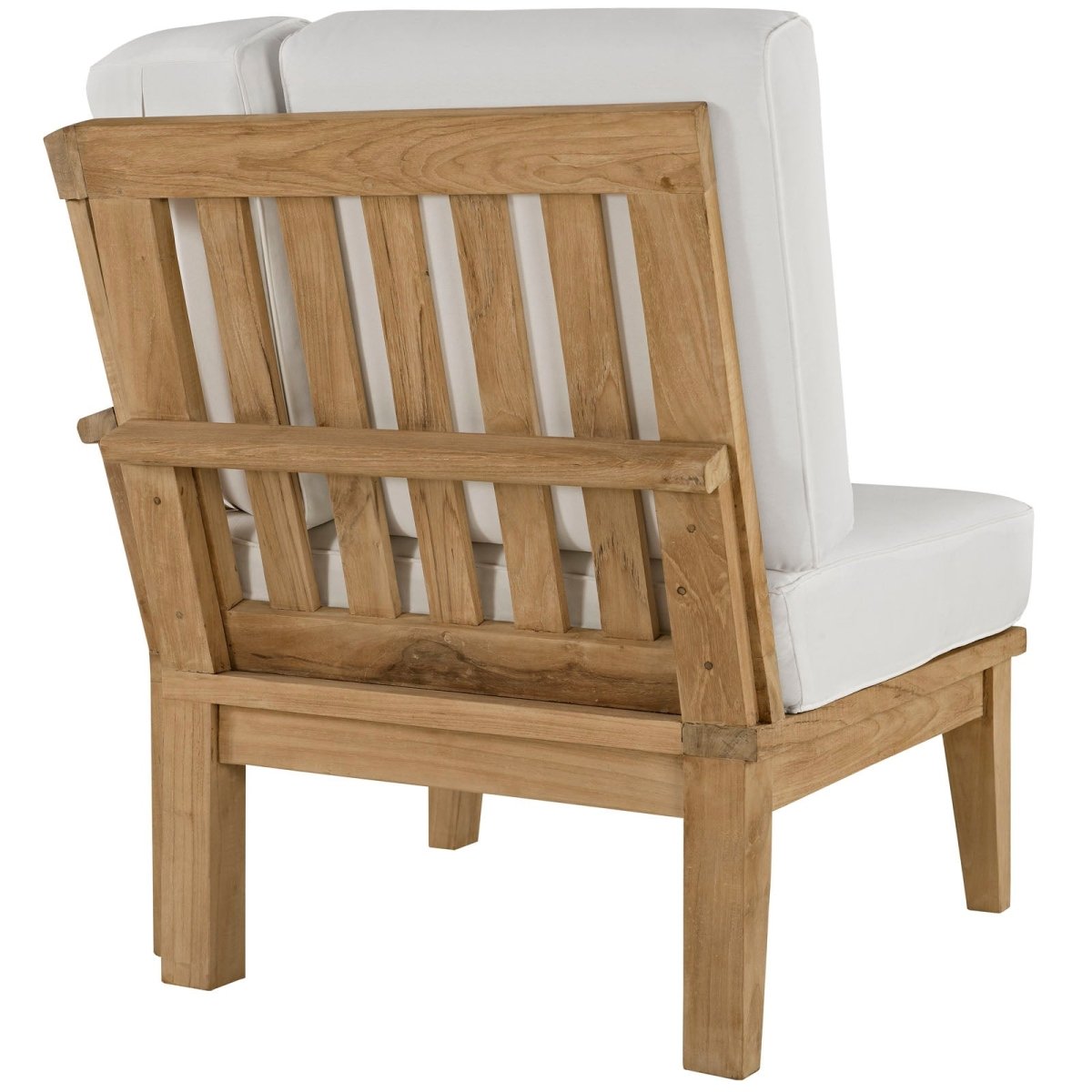 65" 6-Piece Natural Teak Outdoor Sectional Sofa Set with White Cushions - Outdoor - Alpine Outlets