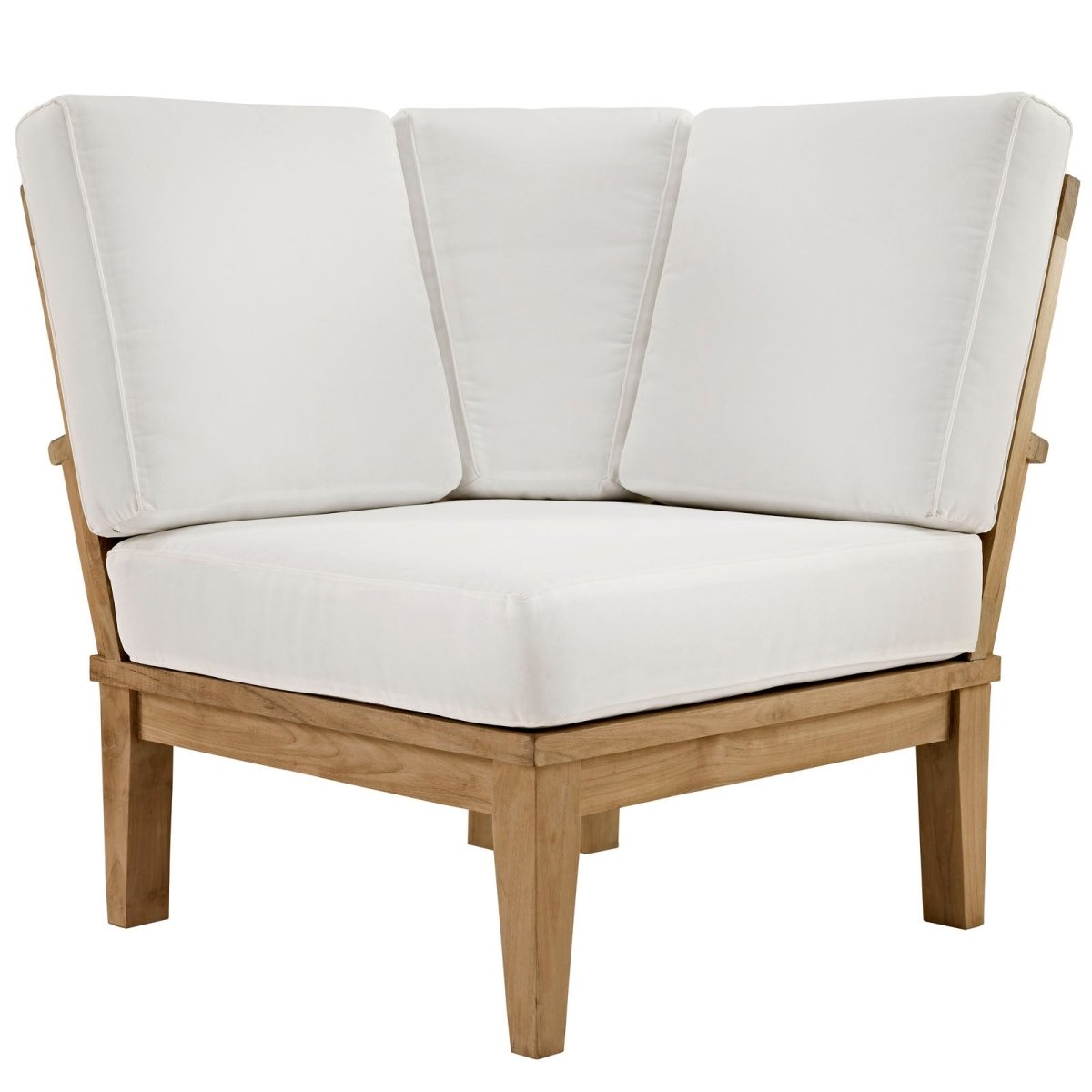 65" 6-Piece Natural Teak Outdoor Sectional Sofa Set with White Cushions - Outdoor - Alpine Outlets