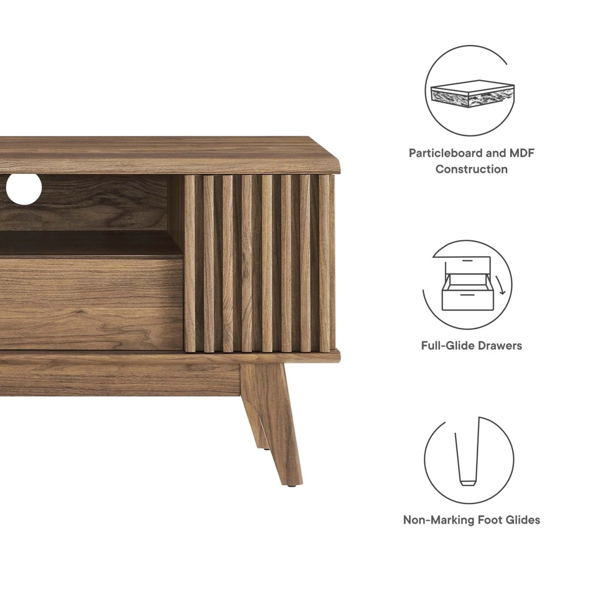 60 Inch Elegant Slatted TV Stand - TV Stands available at Alpine Outlets in Denver