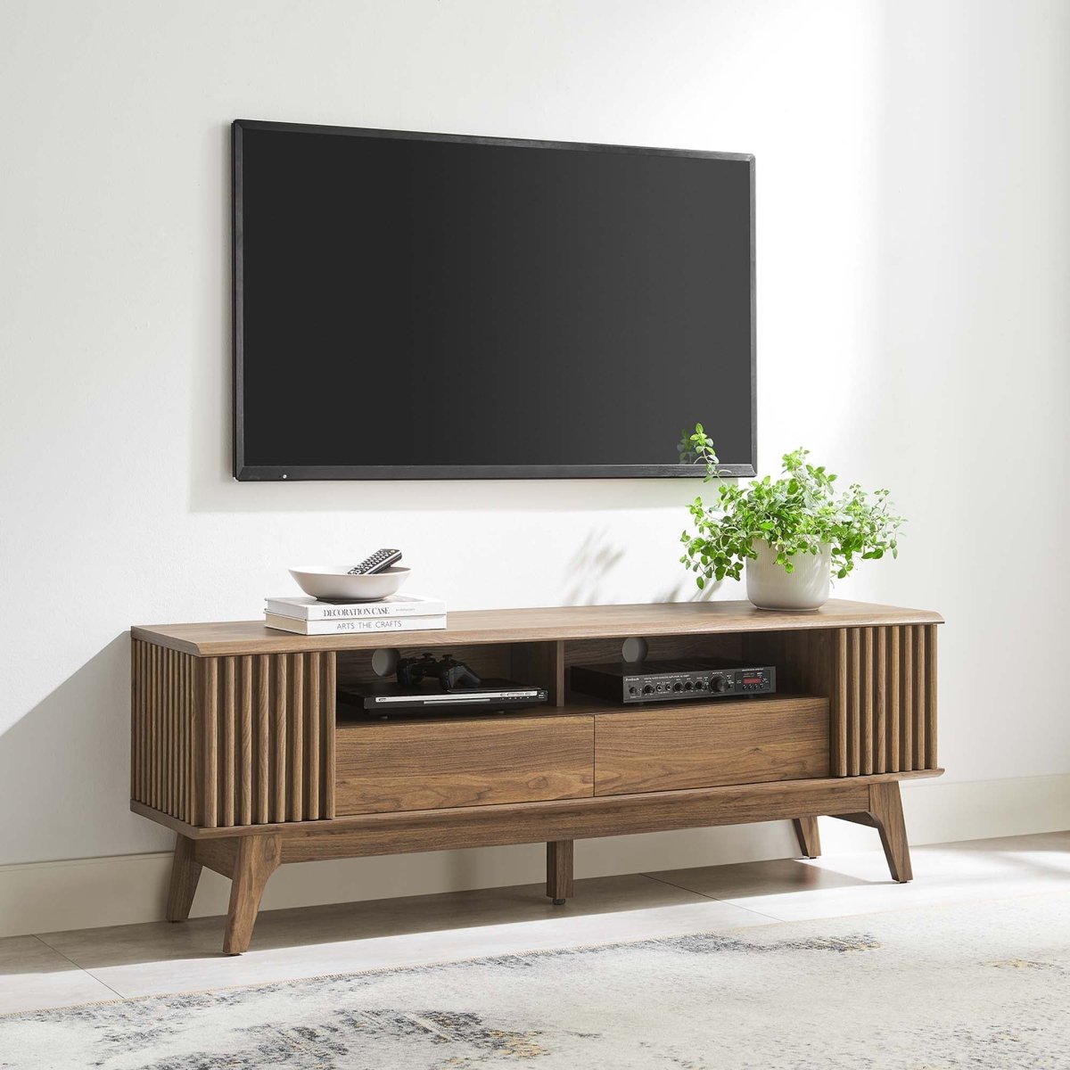 60 Inch Elegant Slatted TV Stand - TV Stands available at Alpine Outlets in Denver