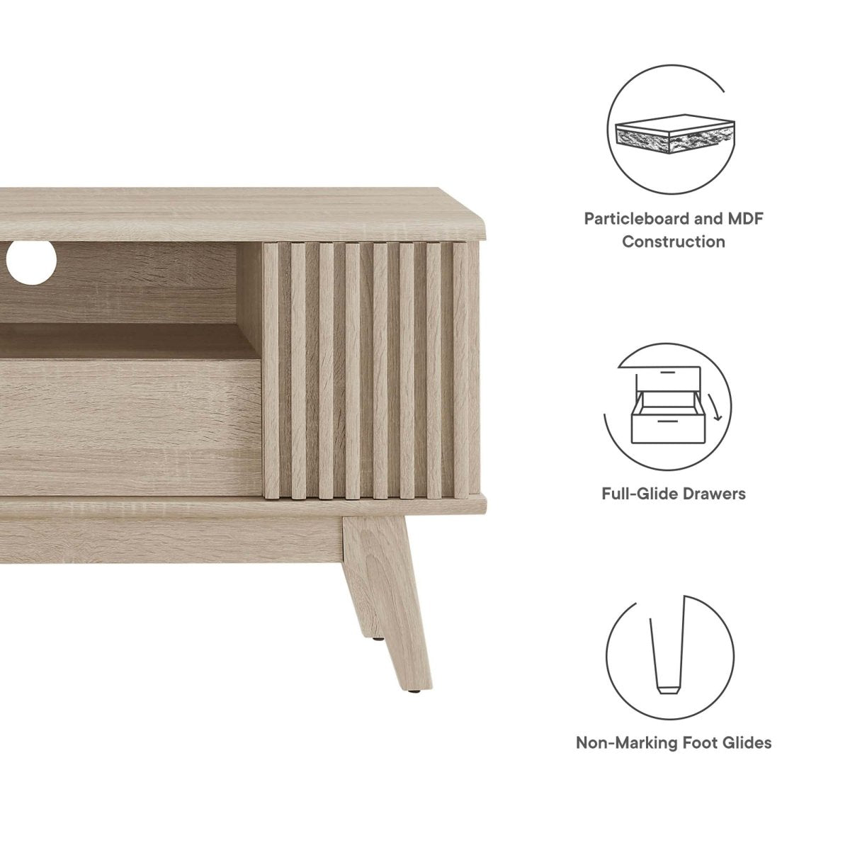 60 Inch Elegant Slatted TV Stand - TV Stands available at Alpine Outlets in Denver