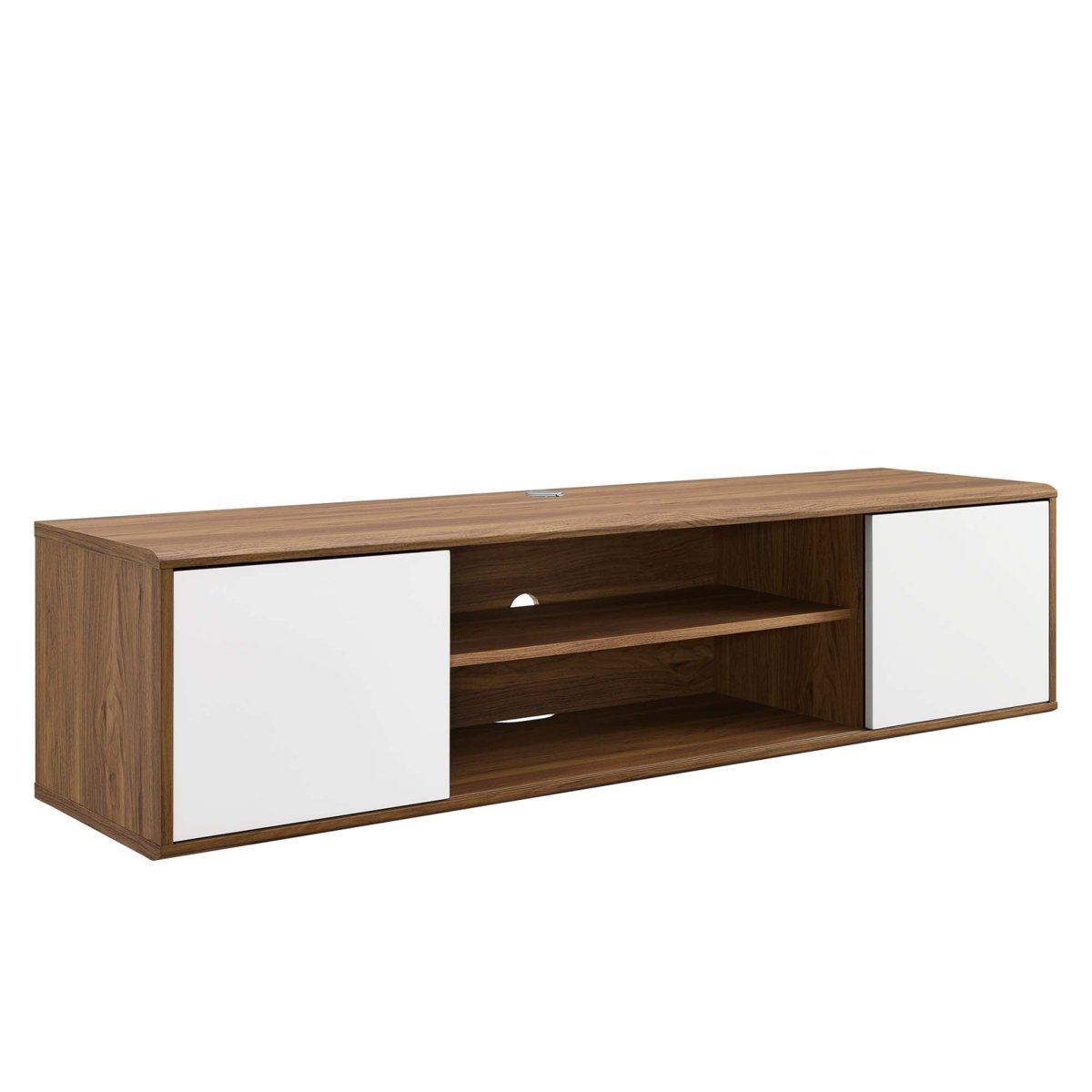 60 Inch Elegant Wall - Mounted TV Stand in Walnut White - TV Stands available at Alpine Outlets in Denver