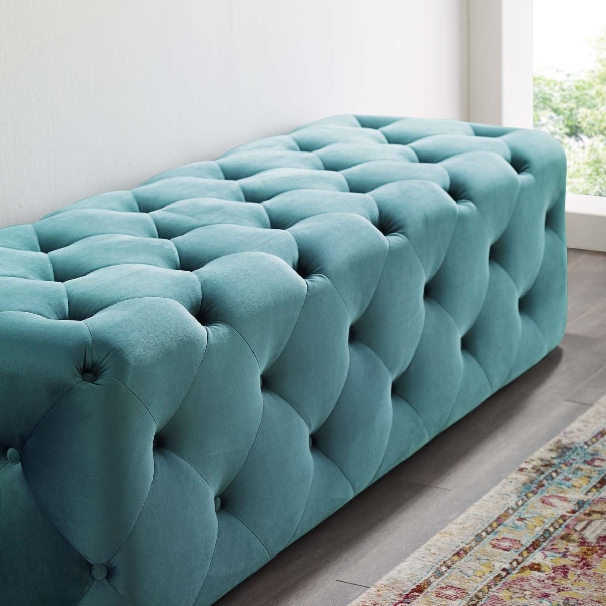 60 Inch Luxurious Tufted Button Performance Velvet Bench - Benches available at Alpine Outlets in Denver