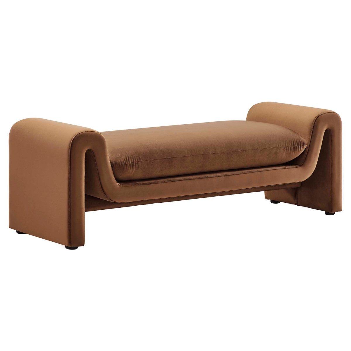 60 Inch Performance Velvet Accent Bench with Wavy Silhouette and Removable Cushion - Benches available at Alpine Outlets in Denver