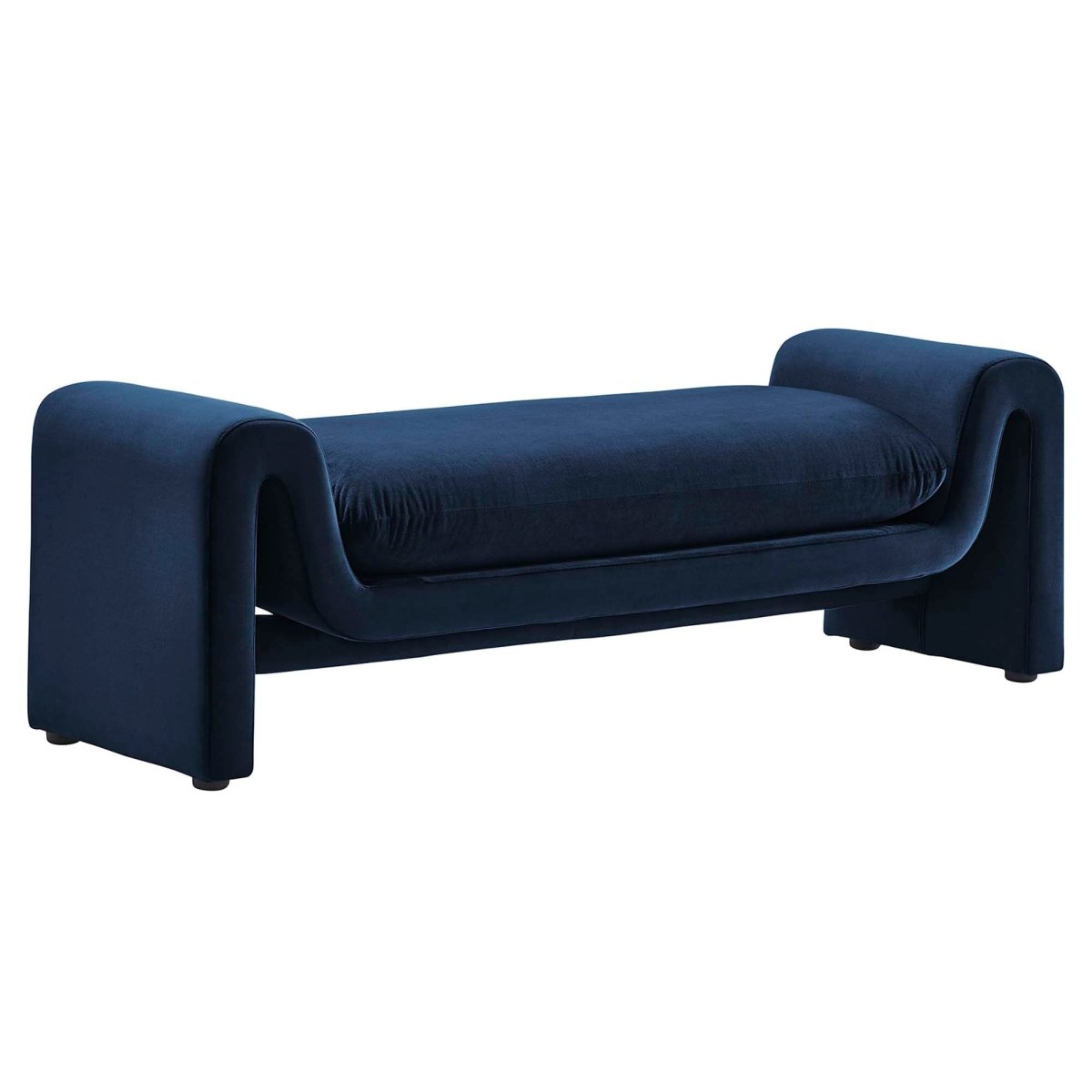 60 Inch Performance Velvet Accent Bench with Wavy Silhouette and Removable Cushion - Benches available at Alpine Outlets in Denver