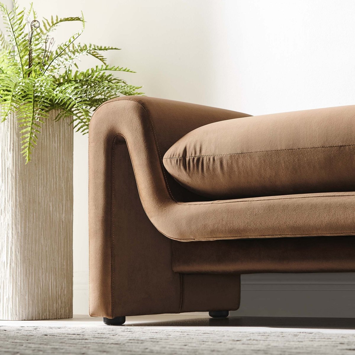 60 Inch Performance Velvet Accent Bench with Wavy Silhouette and Removable Cushion - Benches available at Alpine Outlets in Denver