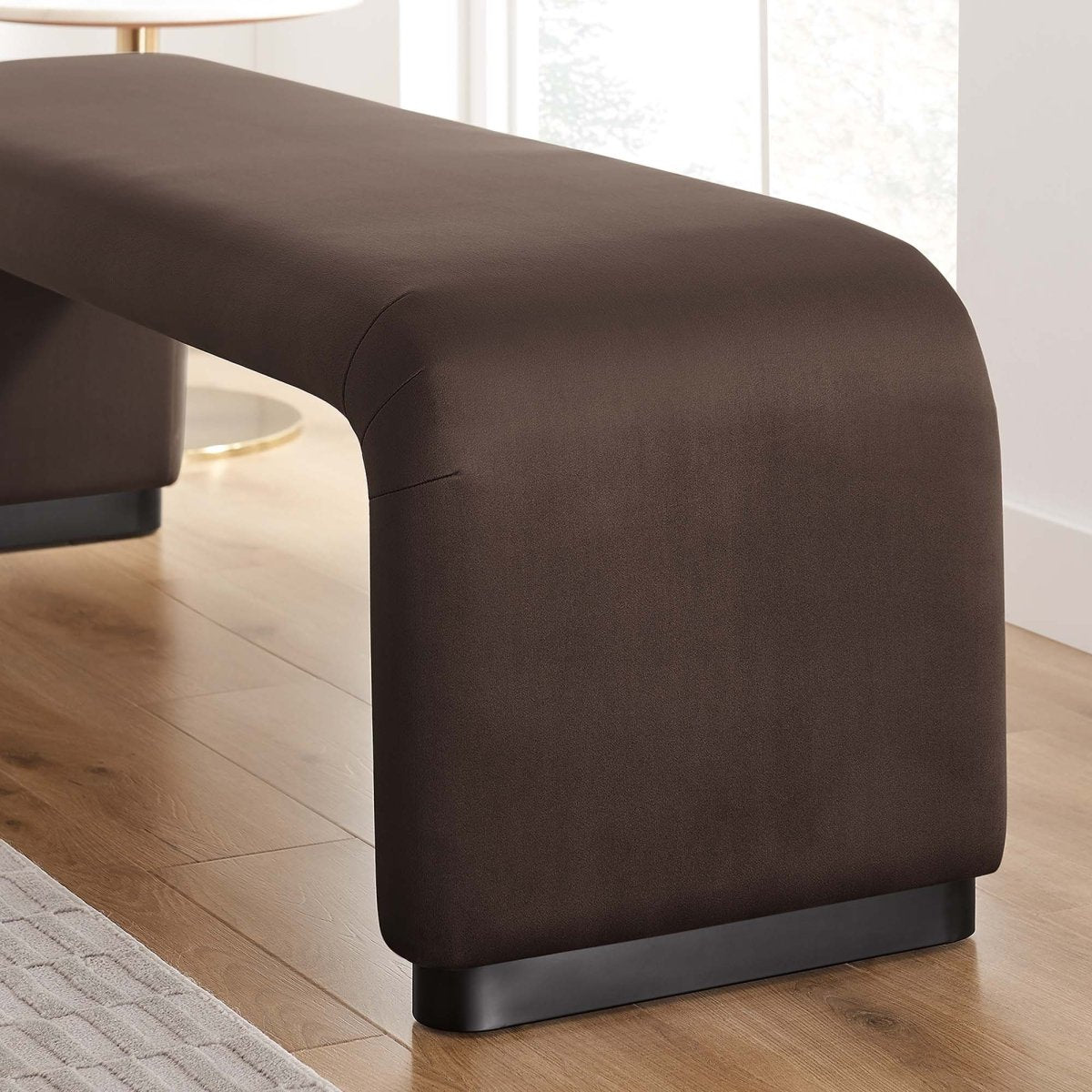 60 Inch Performance Velvet Waterfall Long Bench with Metal Base - Benches available at Alpine Outlets in Denver