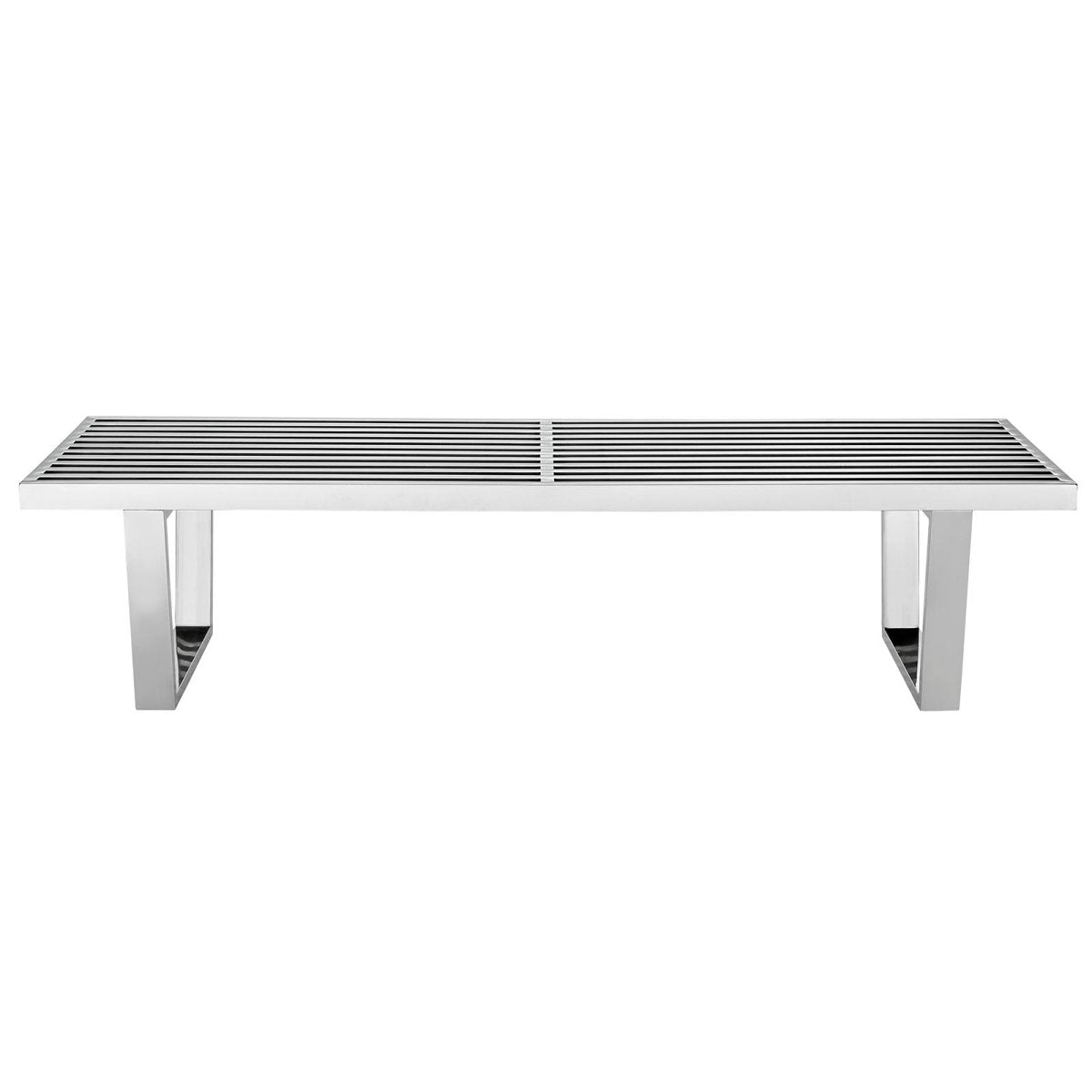 60 Inch Polished Stainless Steel Slotted Accent Bench and Platform Base in Silver - Benches available at Alpine Outlets in Denver