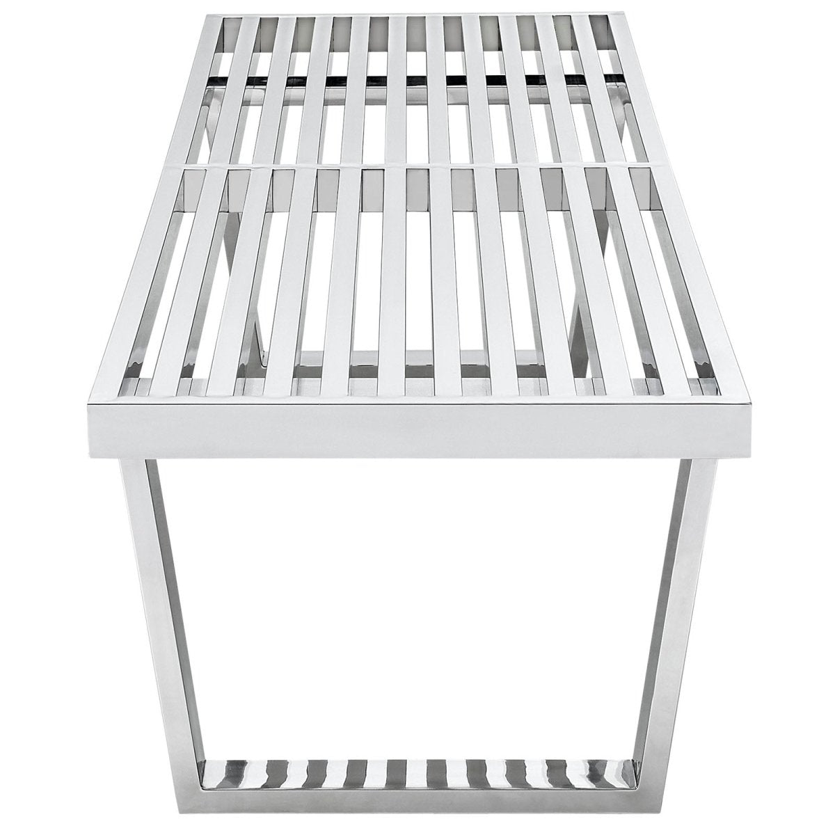 60 Inch Polished Stainless Steel Slotted Accent Bench and Platform Base in Silver - Benches available at Alpine Outlets in Denver