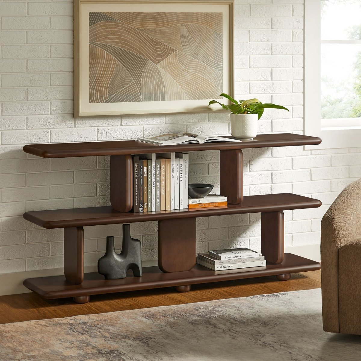 60" Sculptural 2 - Tier Low - Profile Bookshelf - Bookcases available at Alpine Outlets in Denver