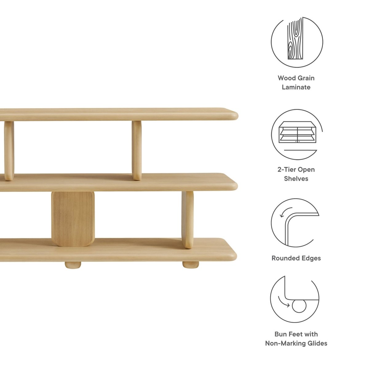60" Sculptural 2 - Tier Low - Profile Bookshelf - Bookcases available at Alpine Outlets in Denver