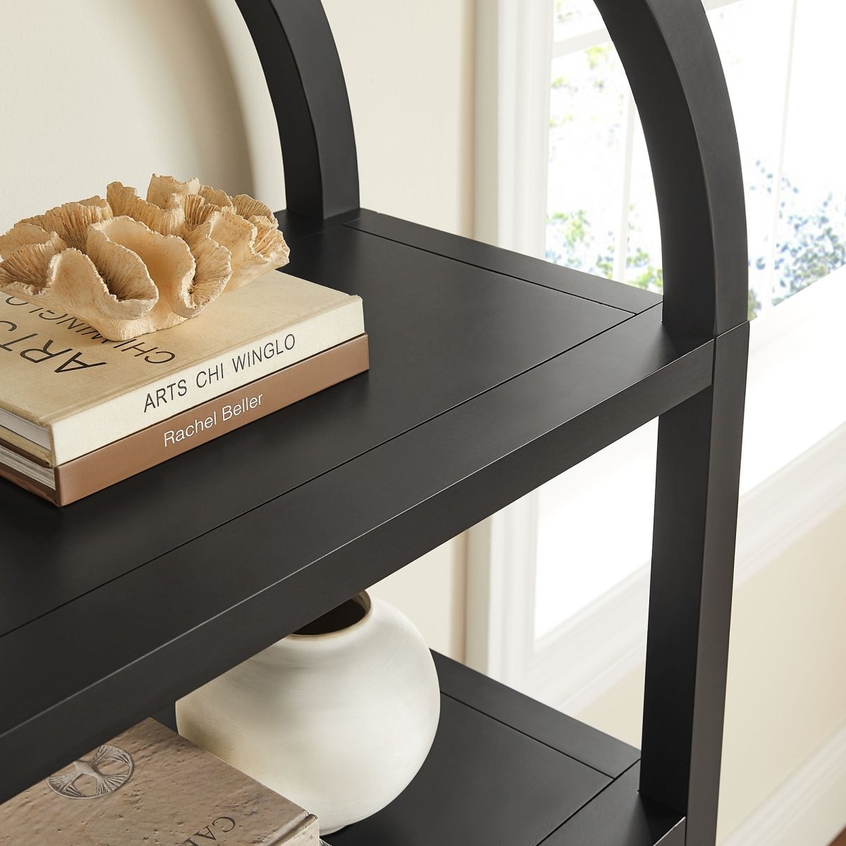 60" Tall Arched Sculptural Pine Wood Bookshelf - Bookcases available at Alpine Outlets in Denver