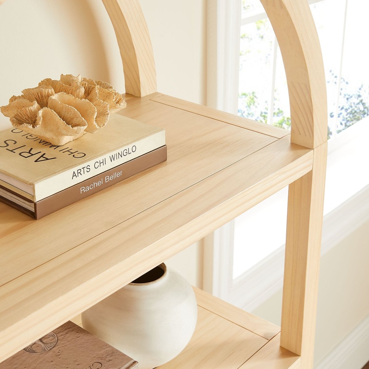 60" Tall Arched Sculptural Pine Wood Bookshelf - Bookcases available at Alpine Outlets in Denver