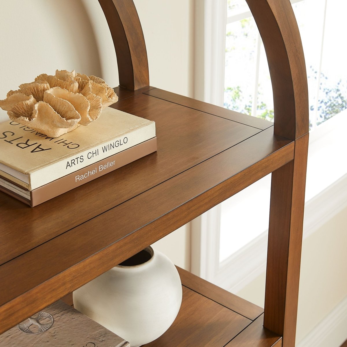 60" Tall Arched Sculptural Pine Wood Bookshelf - Bookcases available at Alpine Outlets in Denver