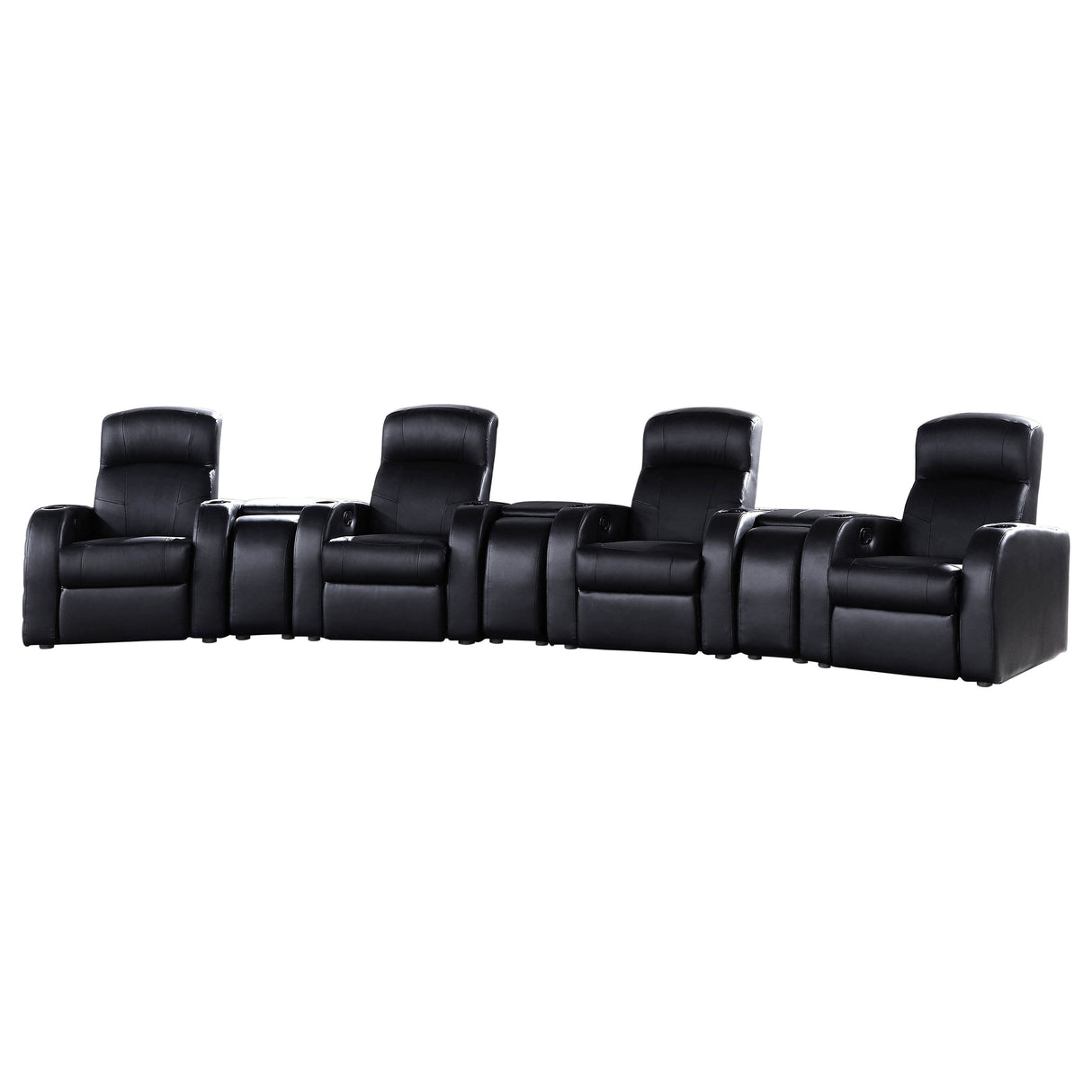 Cyrus 7-Piece Black Leather Home Theater Seating