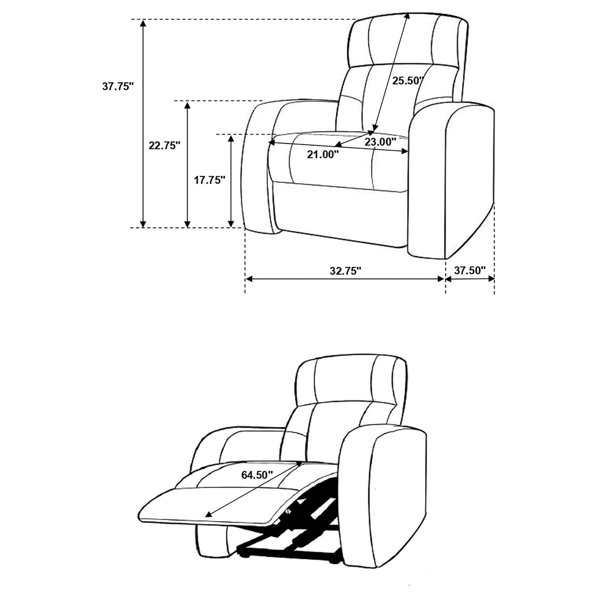 Cyrus 7-Piece Black Leather Home Theater Seating