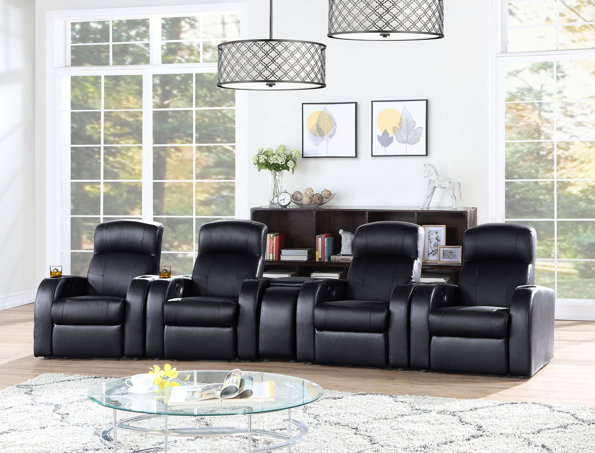 Cyrus 5-Piece Black Leather Home Theater Seating