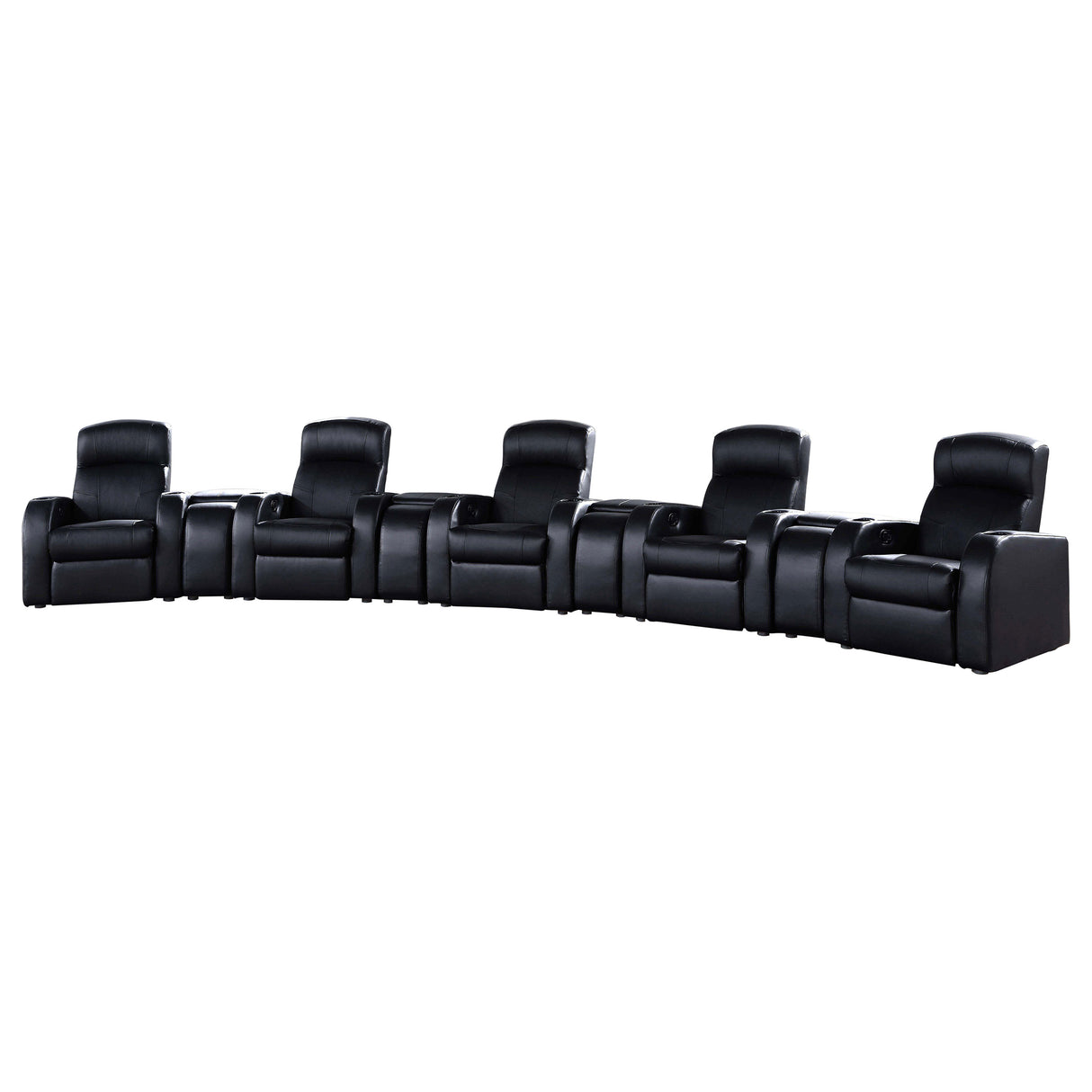 Cyrus 9-Piece Black Leather Home Theater Seating