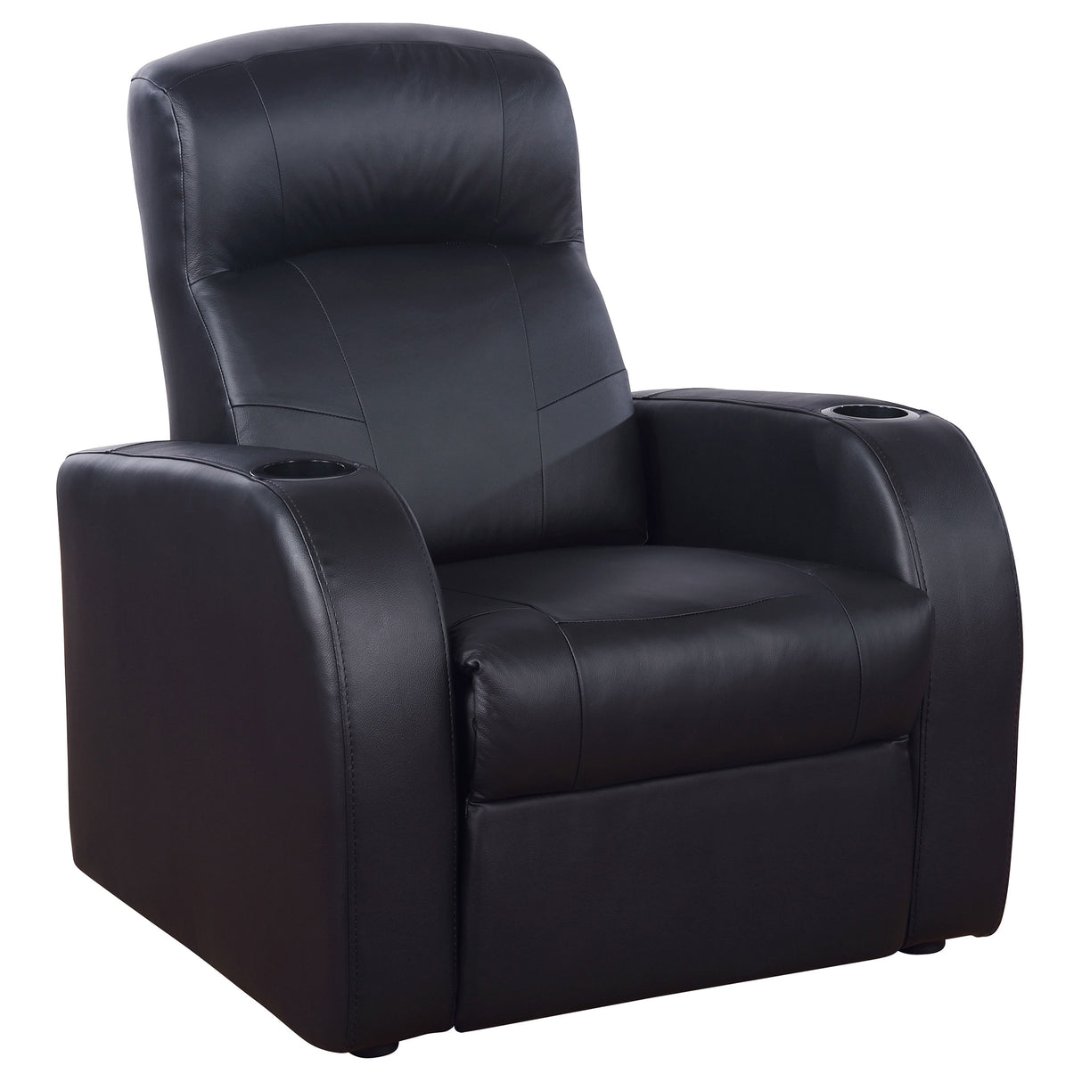 Cyrus Upholstered Track Arm Recliner in Black Leather