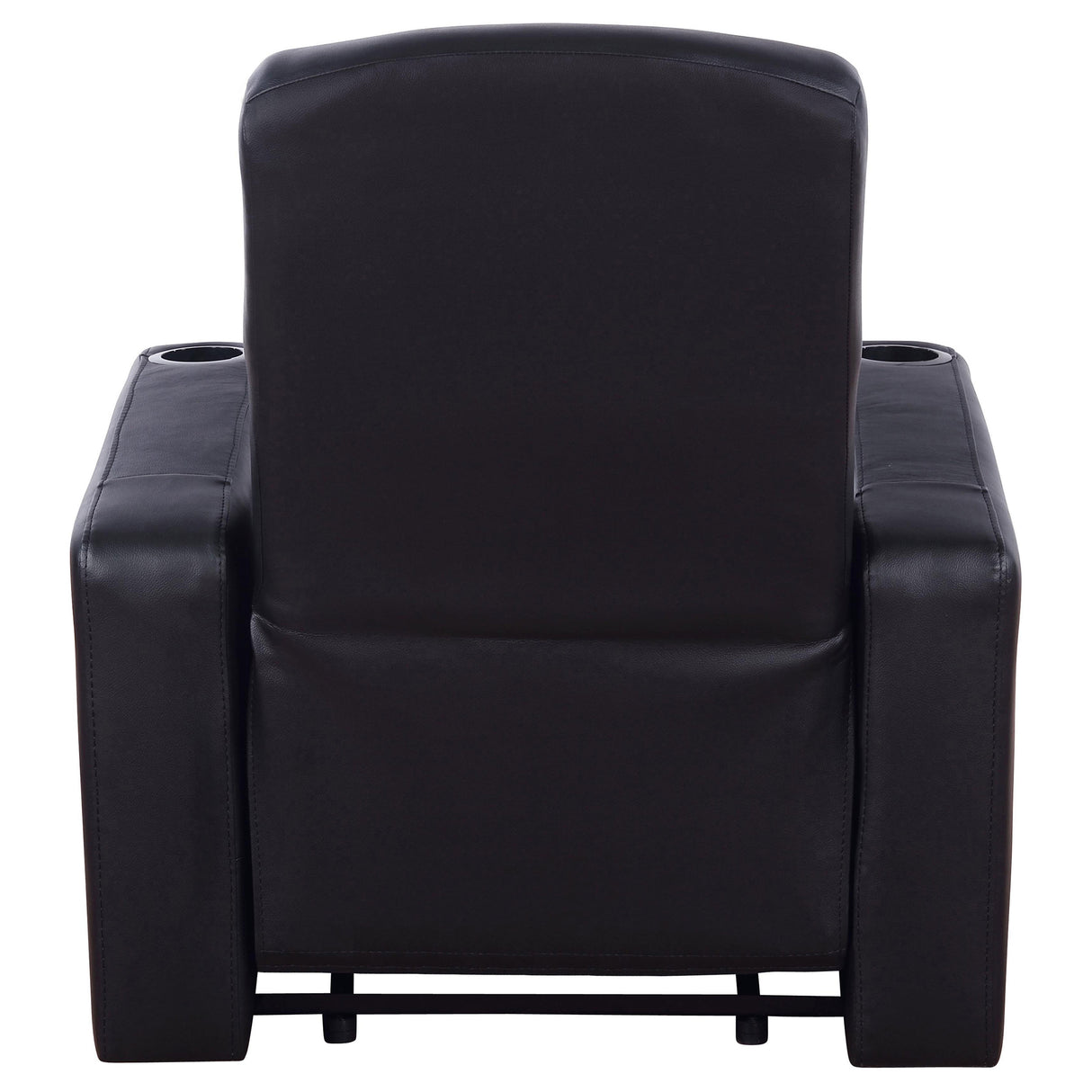 Cyrus Upholstered Track Arm Recliner in Black Leather