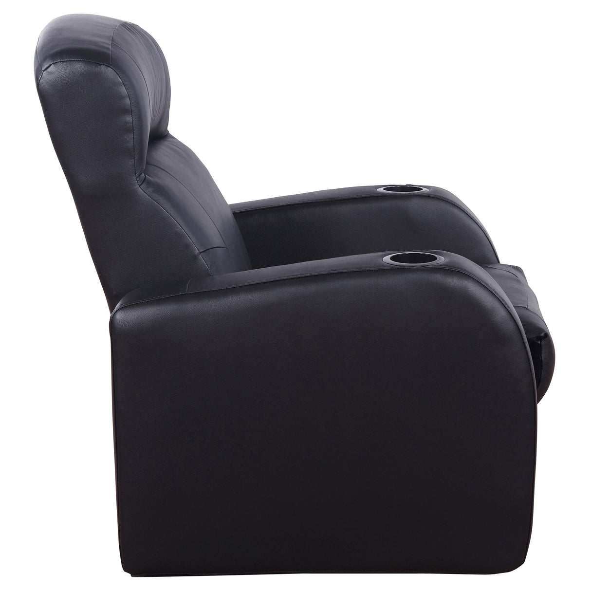 Cyrus Upholstered Track Arm Recliner in Black Leather