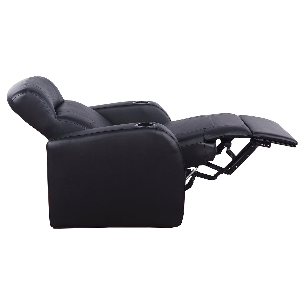 Cyrus Upholstered Track Arm Recliner in Black Leather