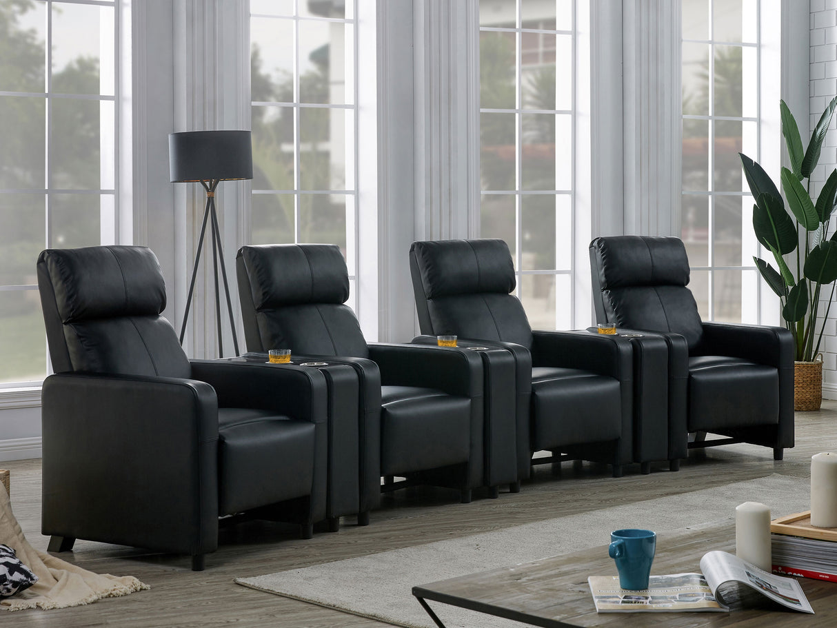 Toohey Upholstered Tufted Recliner - Black Leatherette