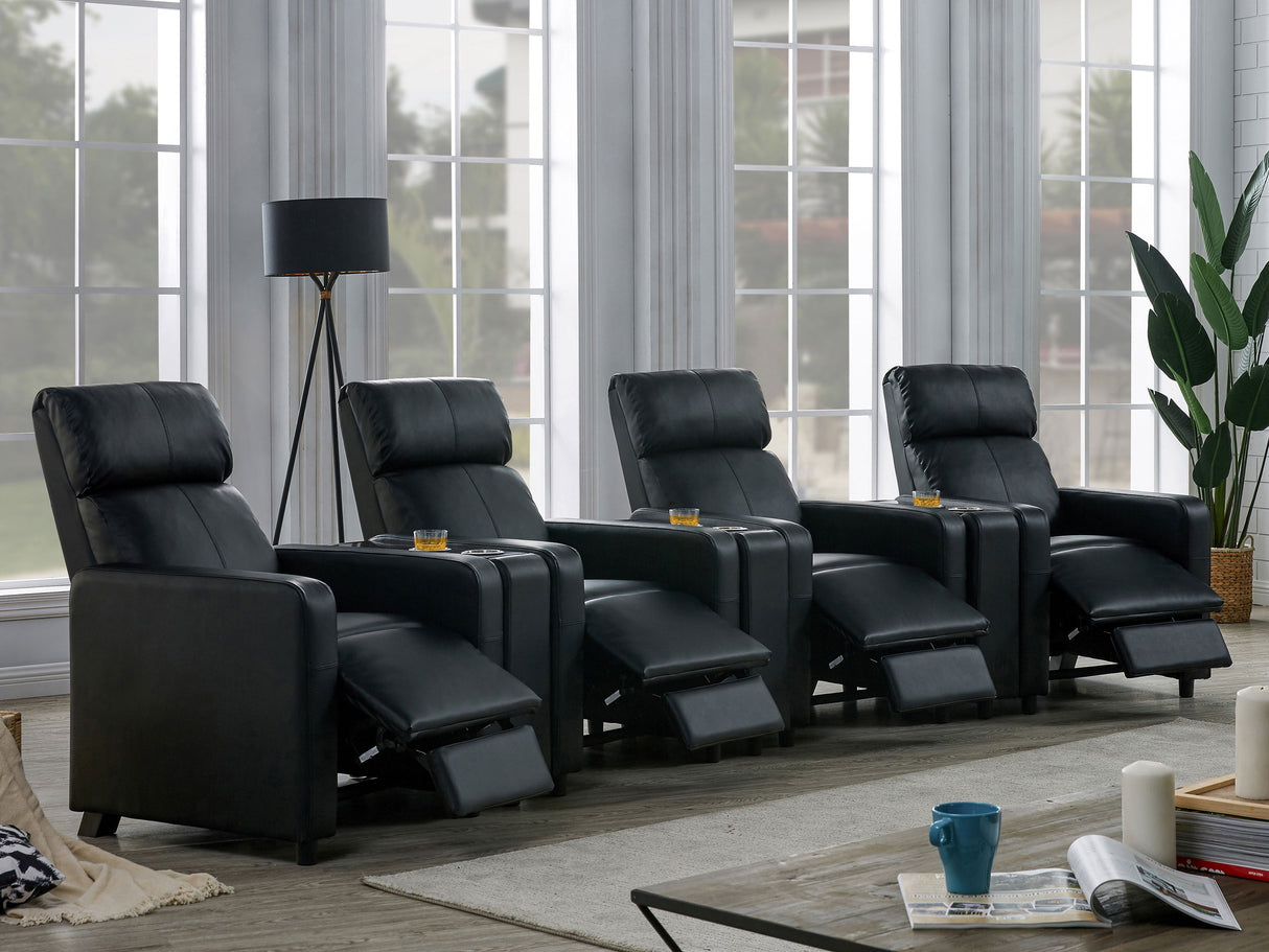 Toohey Upholstered Tufted Recliner - Black Leatherette