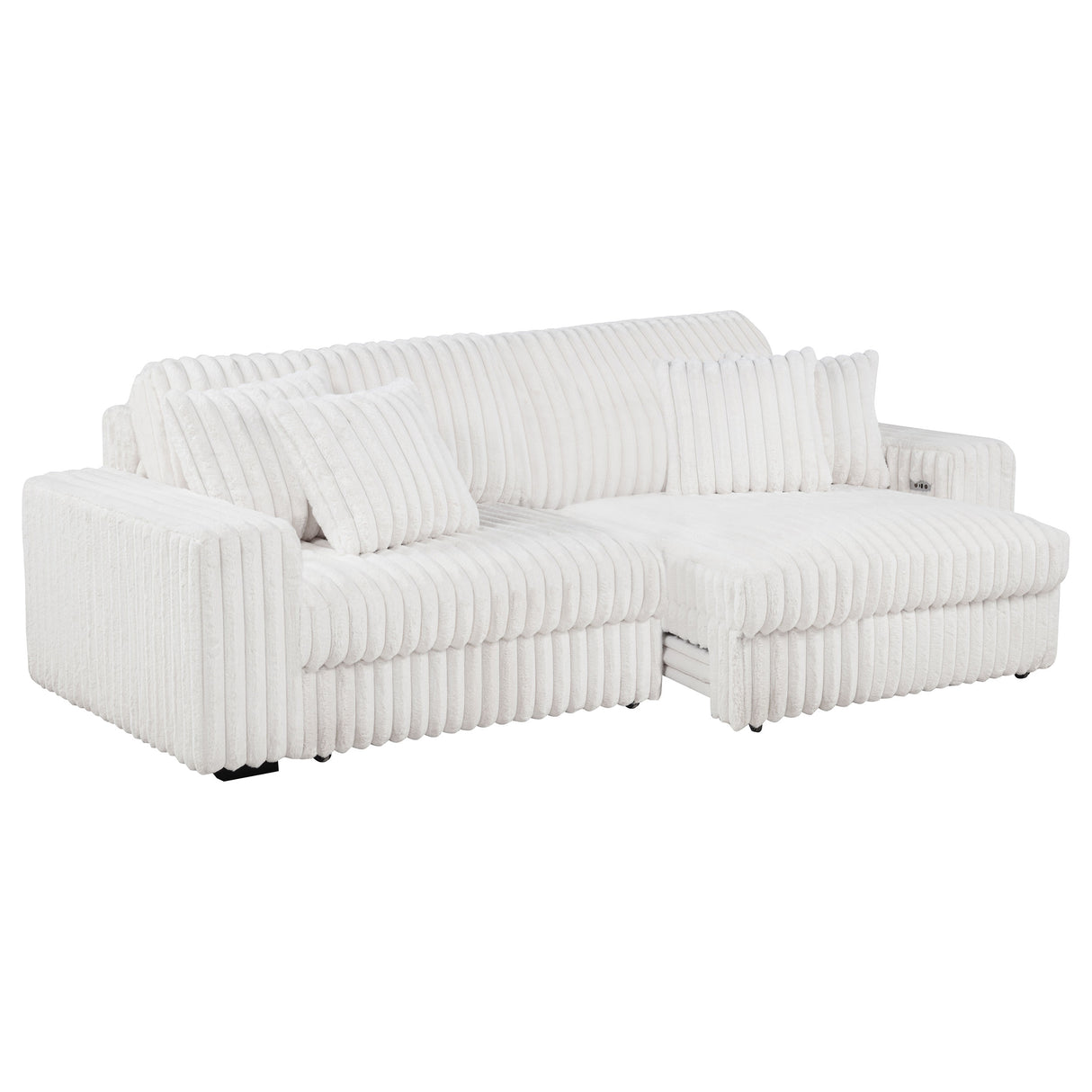 Jacana Corduroy Upholstered Dual Power Chaise Sofa Ivory