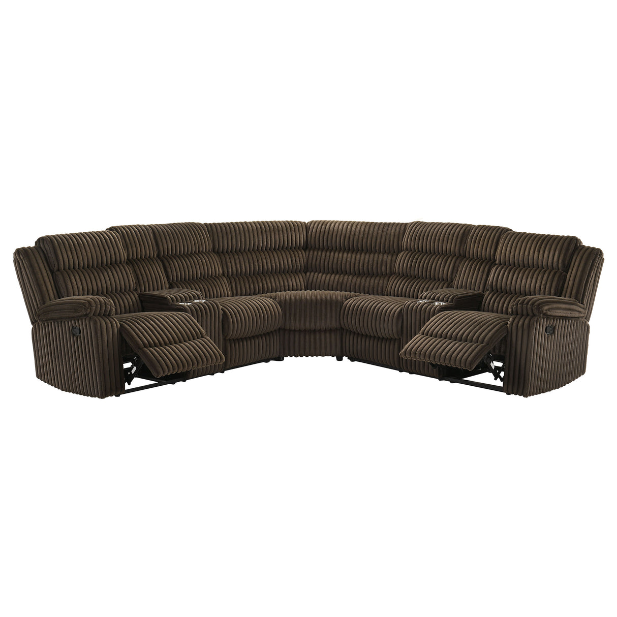 Atkinson Upholstered Reclining Sectional Sofa in Chocolate