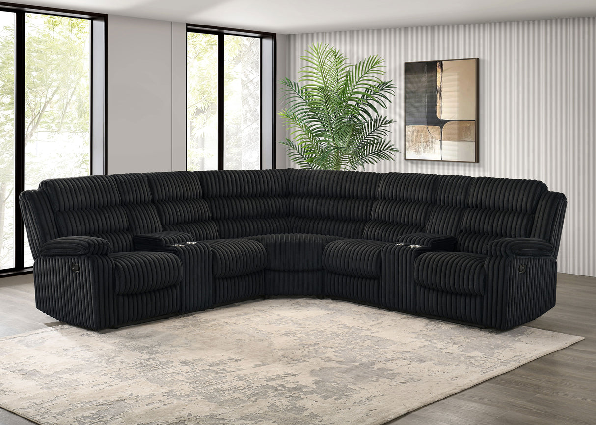 Atkinson Upholstered Reclining Sectional Sofa in Black