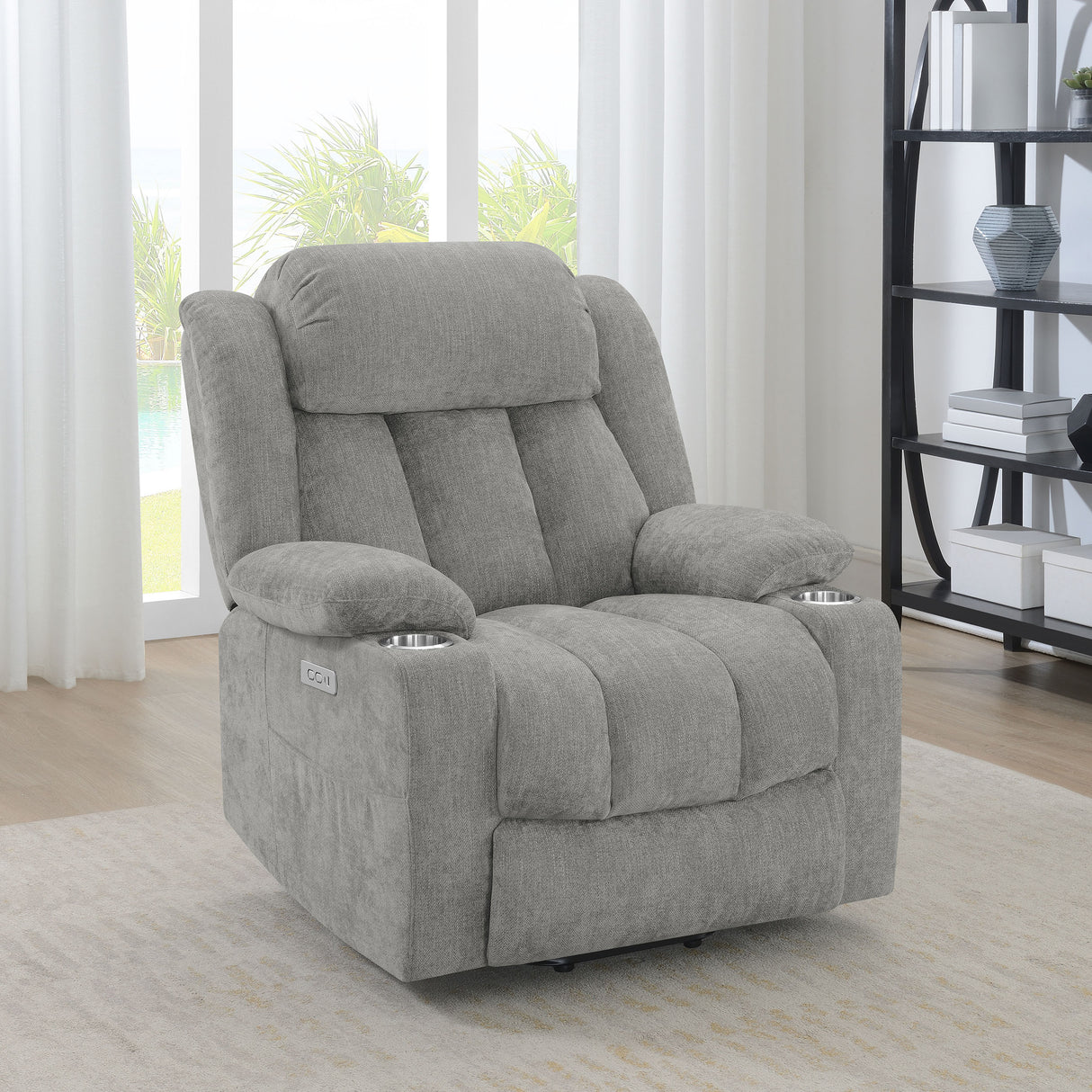 Houston Upholstered Power Lift Recliner in Grey