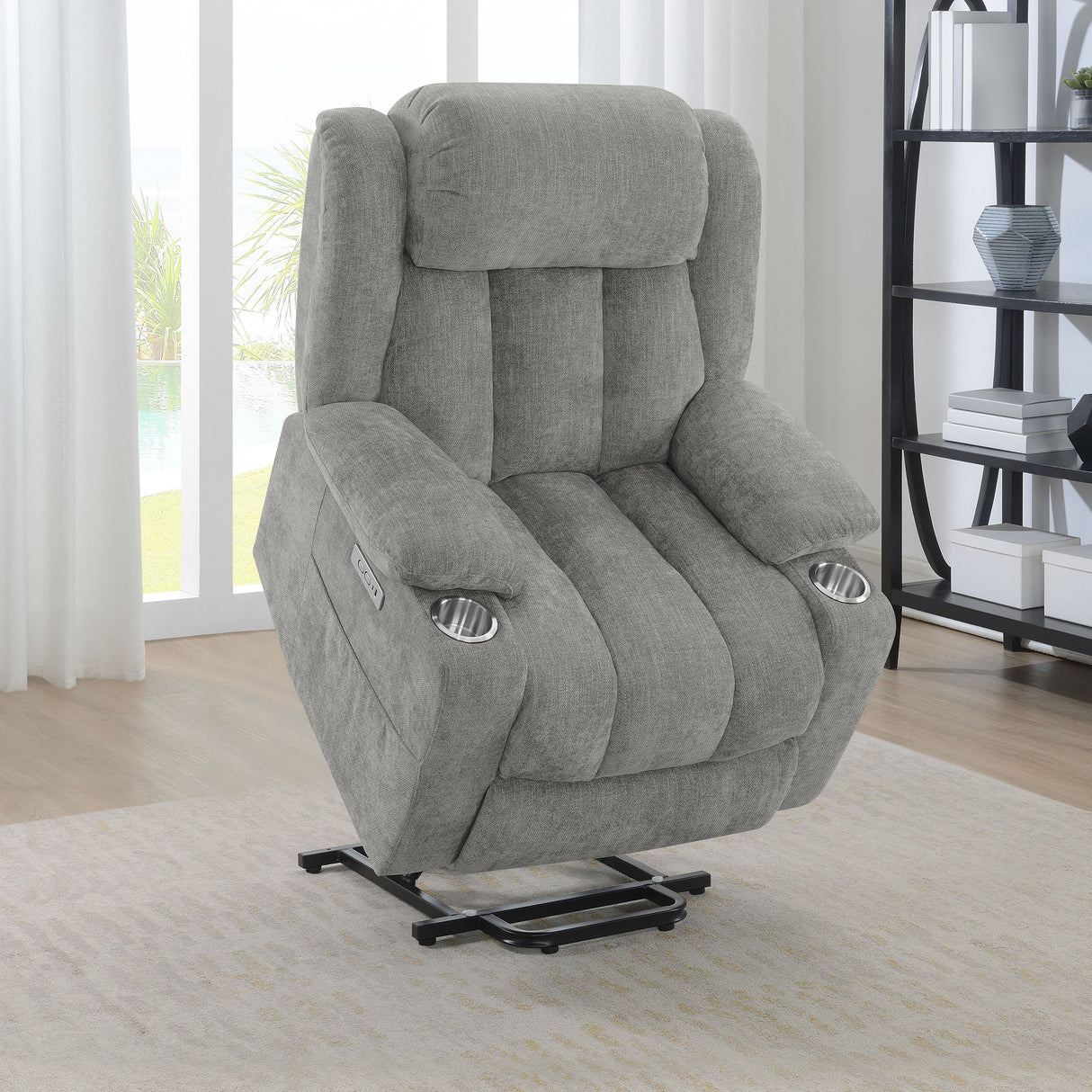 Houston Upholstered Power Lift Recliner in Grey