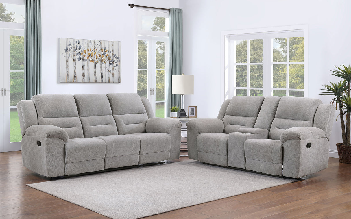Gilson 2-Piece Grey Chenille Reclining Sofa Set