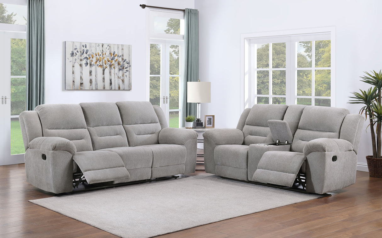 Gilson 2-Piece Grey Chenille Reclining Sofa Set