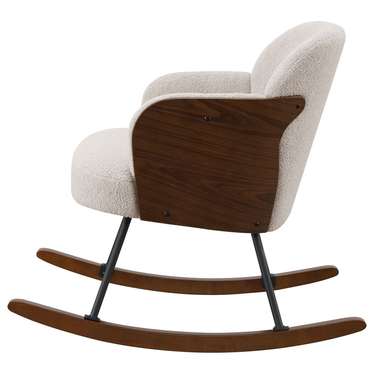 Paige Boucle Upholstered Mid Back Rocking Chair, Beige