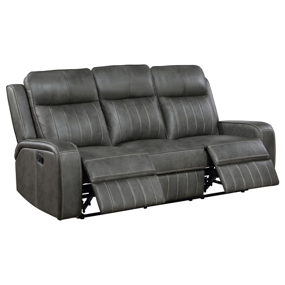 Raelynn 2-Piece Grey Leatherette Reclining Sofa Set